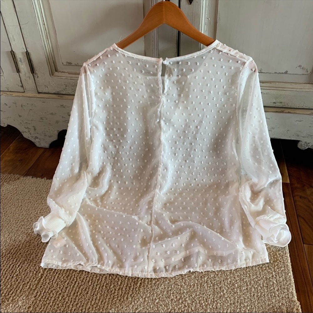 Vintage V Neck Polka Dot Blouse - Picture 5 of 6